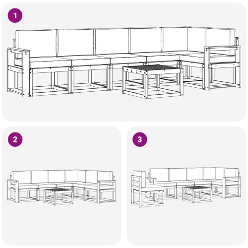 Комплект дивани за открито 7 pcs Натурален и Бежов