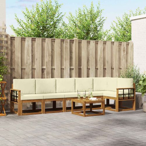 Комплект дивани за открито 7 pcs Натурален и Крема