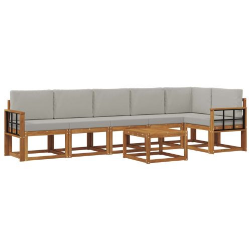 Комплект дивани за открито 7 pcs Естествено и светло сиво