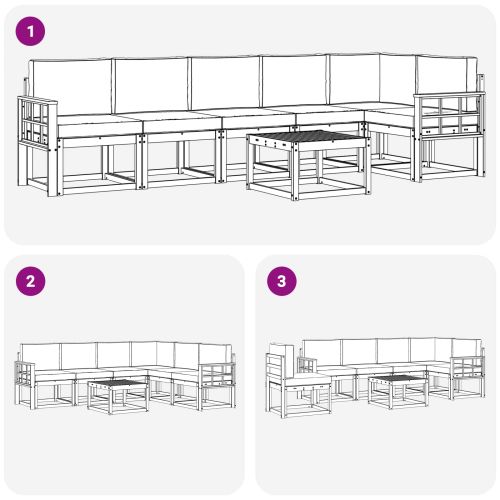 Комплект дивани за открито 7 pcs Натурален и Антрацит