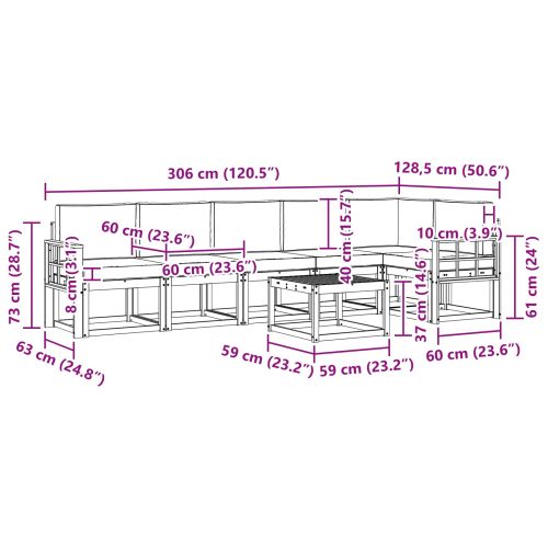 Комплект дивани за открито 7 pcs Натурален и Антрацит