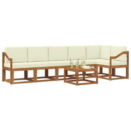Комплект дивани за открито 7 pcs Натурален и Крема