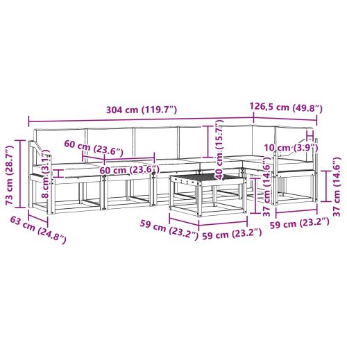 Комплект дивани за открито 7 pcs Естествено и светло сиво