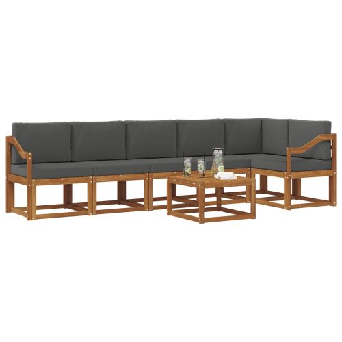 Комплект дивани за открито 7 pcs Натурален и Антрацит