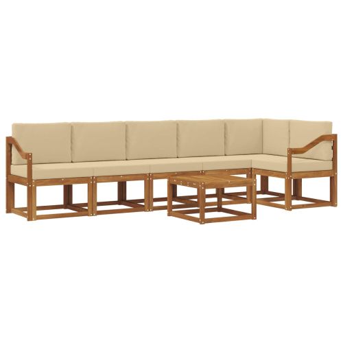 Комплект дивани за открито 7 pcs Натурален и Бежов