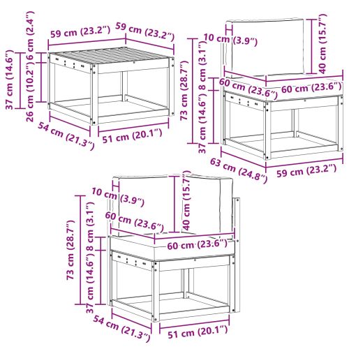 Комплект дивани за открито 9 pcs Натурален и Крема
