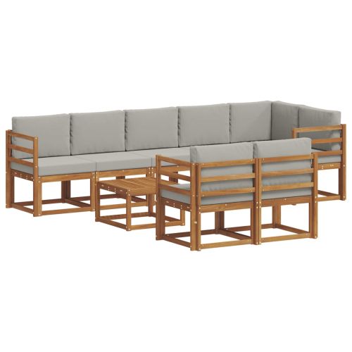 Комплект дивани за открито 9 pcs Естествено и светло сиво