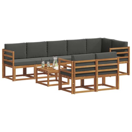 Комплект дивани за открито 9 pcs Натурален и Антрацит