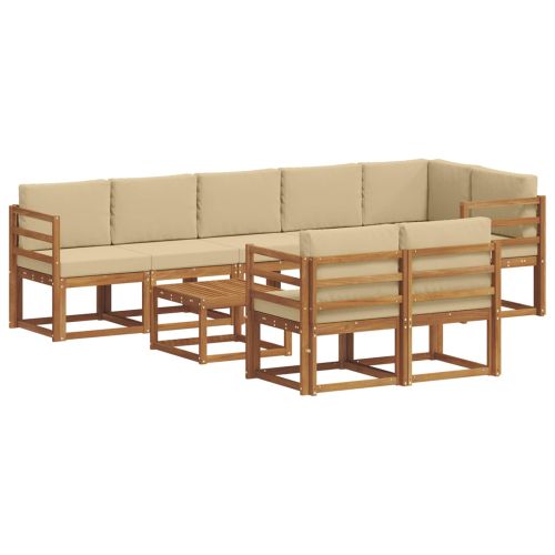 Комплект дивани за открито 9 pcs Натурален и Бежов