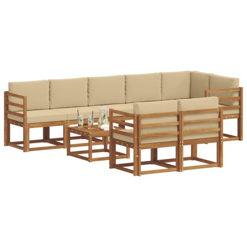 Комплект дивани за открито 9 pcs Натурален и Бежов