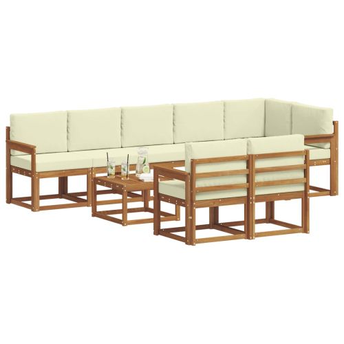 Комплект дивани за открито 9 pcs Натурален и Крема
