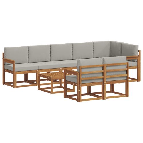 Комплект дивани за открито 9 pcs Естествено и светло сиво