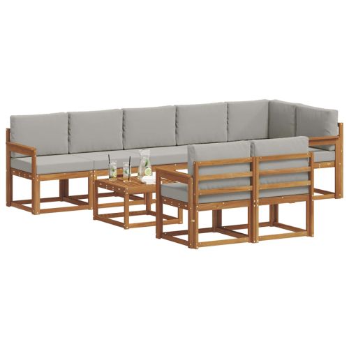 Комплект дивани за открито 9 pcs Естествено и светло сиво