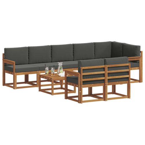 Комплект дивани за открито 9 pcs Натурален и Антрацит