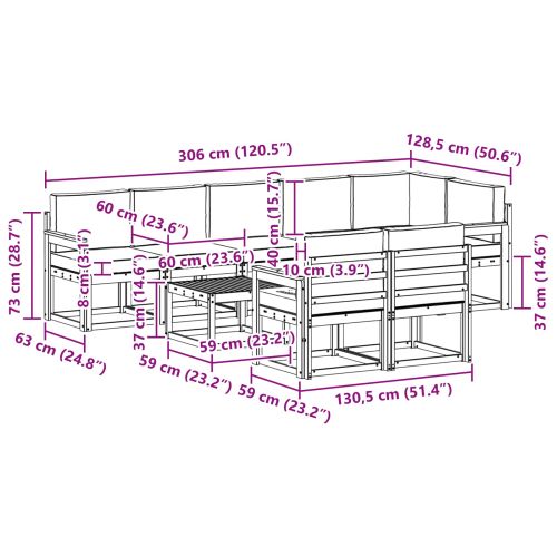Комплект дивани за открито 9 pcs Натурален и Антрацит