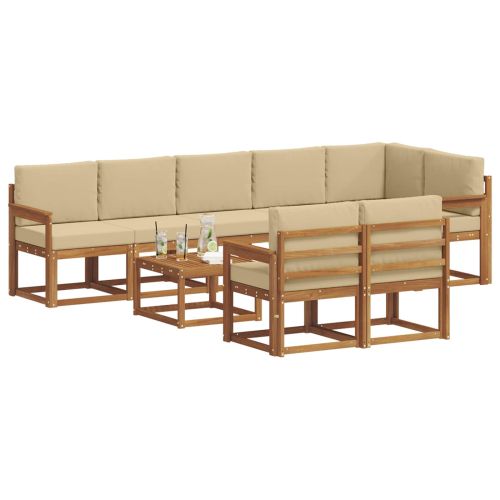 Комплект дивани за открито 9 pcs Натурален и Бежов