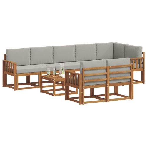 Комплект дивани за открито 9 pcs Естествено и светло сиво