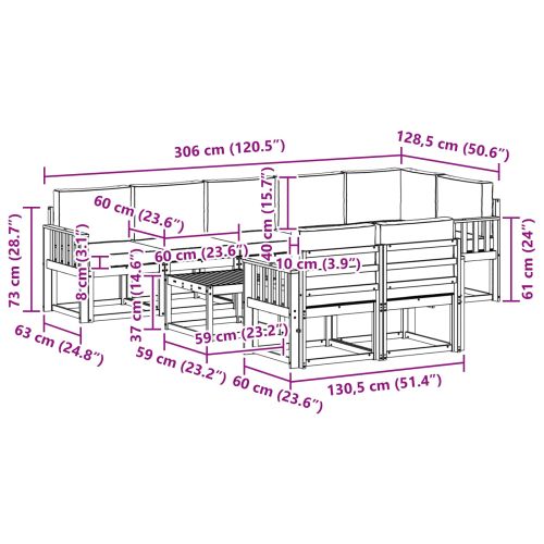 Комплект дивани за открито 9 pcs Естествено и светло сиво