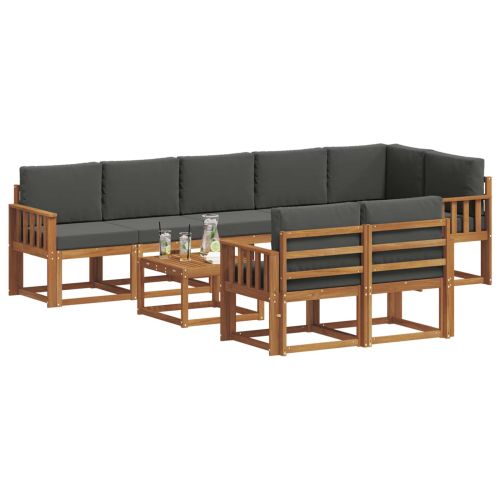 Комплект дивани за открито 9 pcs Натурален и Антрацит