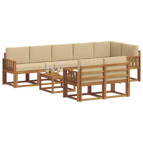 Комплект дивани за открито 9 pcs Натурален и Бежов