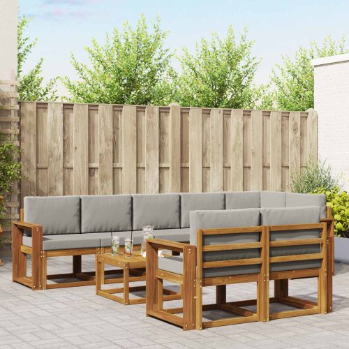 Комплект дивани за открито 9 pcs Естествено и светло сиво