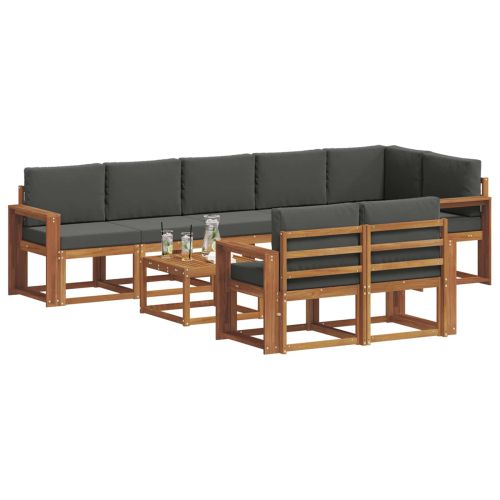 Комплект дивани за открито 9 pcs Натурален и Антрацит