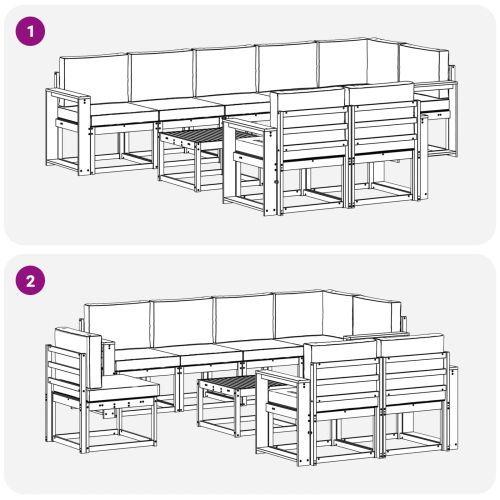 Комплект дивани за открито 9 pcs Натурален и Бежов