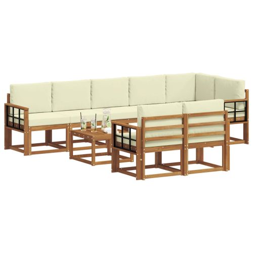 Комплект дивани за открито 9 pcs Натурален и Крема