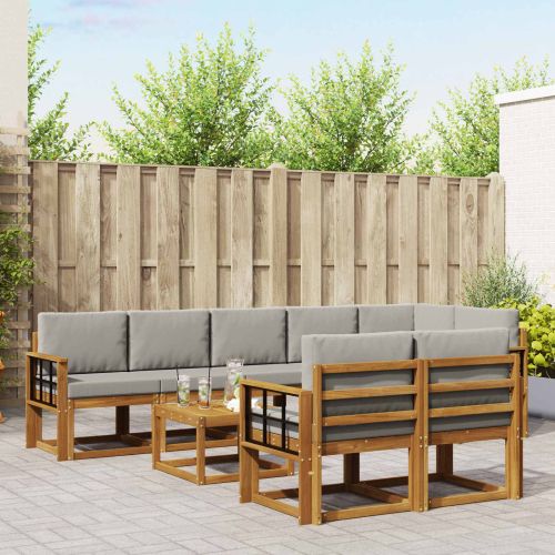 Комплект дивани за открито 9 pcs Естествено и светло сиво