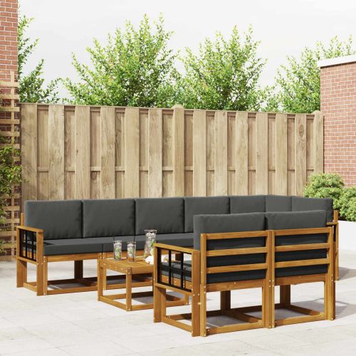 Комплект дивани за открито 9 pcs Натурален и Антрацит