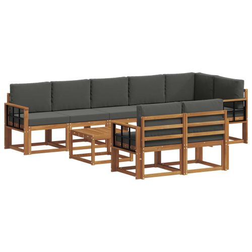 Комплект дивани за открито 9 pcs Натурален и Антрацит