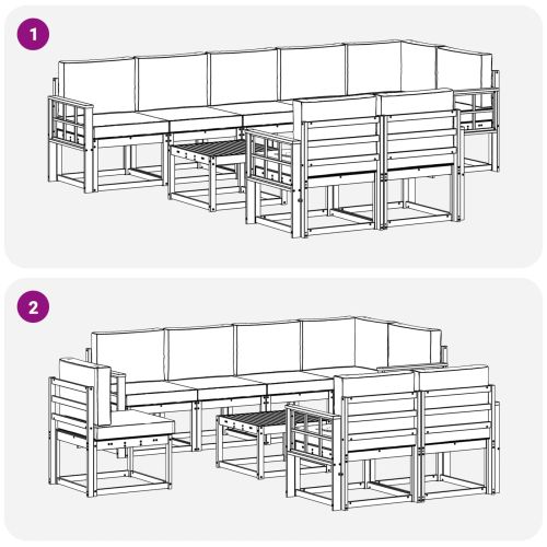 Комплект дивани за открито 9 pcs Натурален и Антрацит