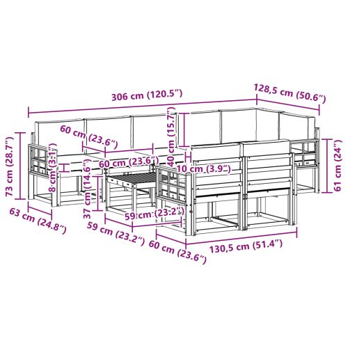 Комплект дивани за открито 9 pcs Натурален и Антрацит