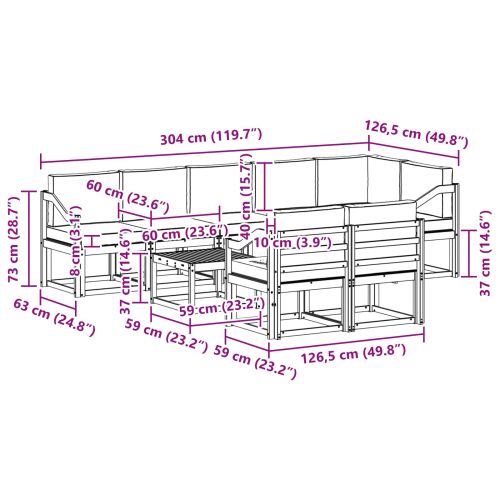 Комплект дивани за открито 9 pcs Натурален и Крема