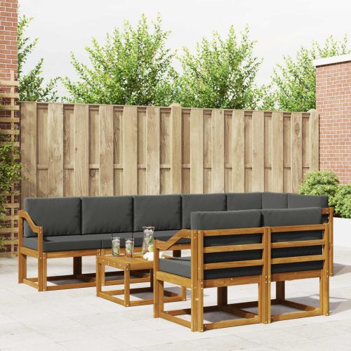 Комплект дивани за открито 9 pcs Натурален и Антрацит