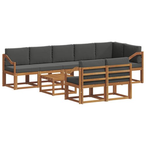 Комплект дивани за открито 9 pcs Натурален и Антрацит