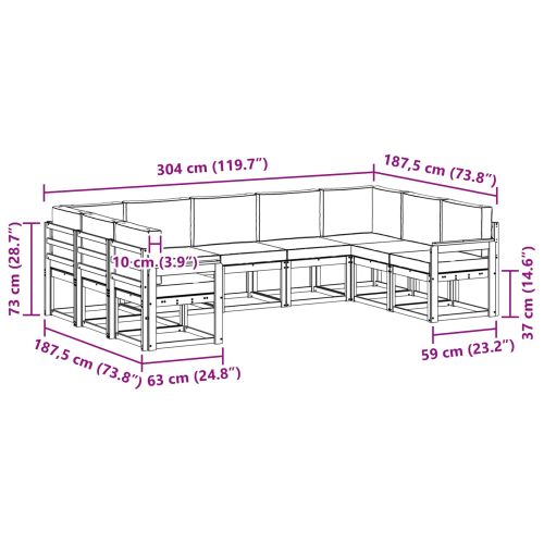 Комплект дивани за открито 9 pcs Натурален и Крема