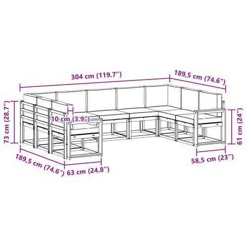 Комплект дивани за открито 9 pcs Натурален и Крема