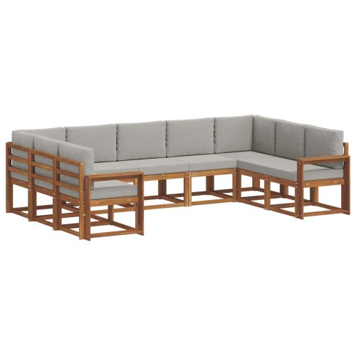 Комплект дивани за открито 9 pcs Естествено и светло сиво