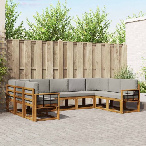 Комплект дивани за открито 9 pcs Естествено и светло сиво