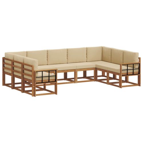 Комплект дивани за открито 9 pcs Натурален и Бежов
