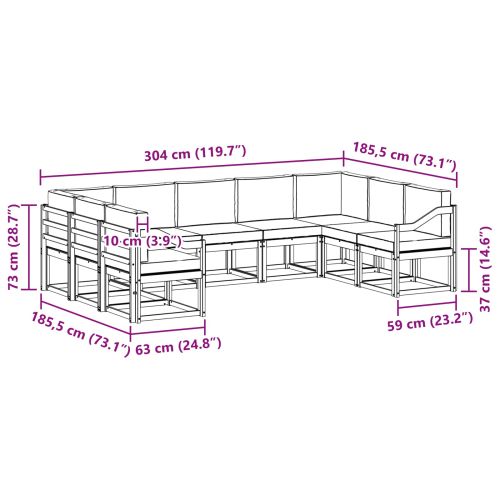 Комплект дивани за открито 9 pcs Натурален и Бежов