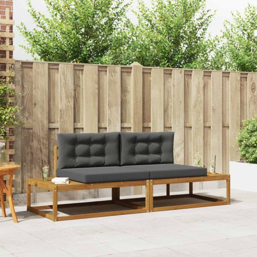 Комплект дивани за открито 2 Брой Натурален и Антрацит