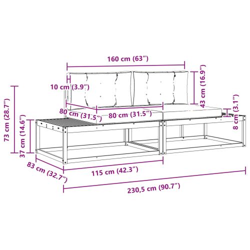 Комплект дивани за открито 2 Брой Натурален и Антрацит