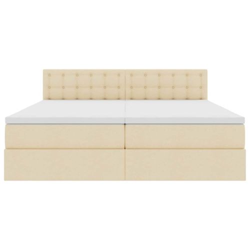 Легло С LED лентисти светлини Кремав 200 x 200 cm текстил