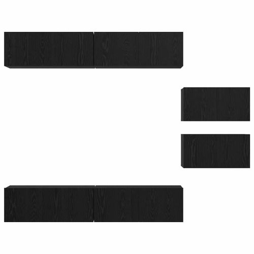 Комплект ТВ шкаф 6 pcs Черния дъб Инженерно дърво