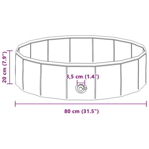 Сгъваем плувен басейн за кучета Синьо 80 x 80 x 20 cm ПВЦ