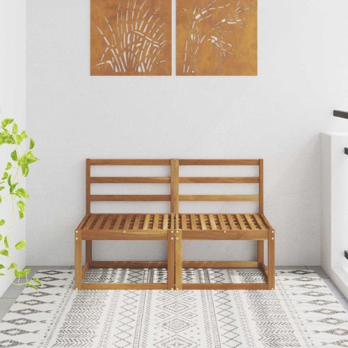 2 Брой Среден диван за открито Солидно акациево дърво Естествен