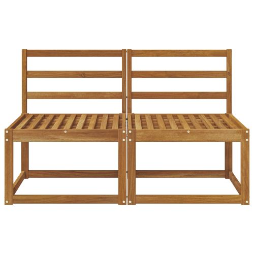 2 Брой Среден диван за открито Солидно акациево дърво Естествен