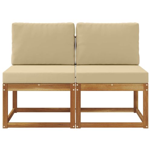 2 Брой Среден диван за открито Солидно акациево дърво Естествен